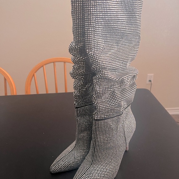 Gianni Bini Rhinestone Pointed Toe Tall Boots. - Picture 2 of 7